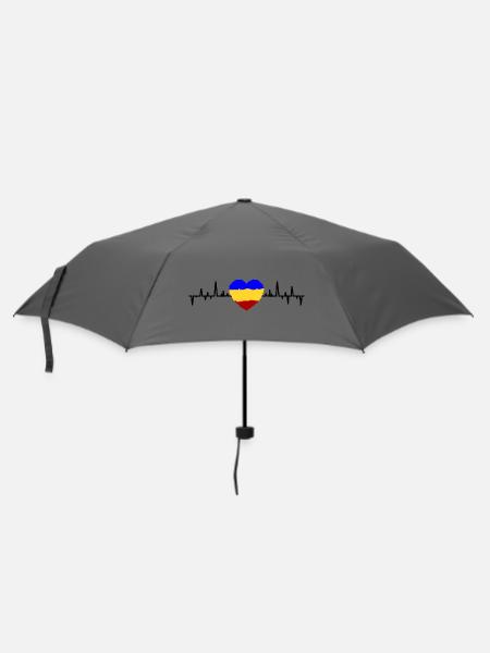 Rumänien Herzschlag - Regenschirm (klein) - Grau