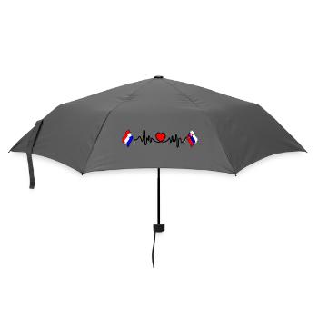 Cardio-Herz mit Flagge Niederlande, Slowakei - Regenschirm (klein) - Grau - Vorne