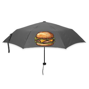 8Bit Hamburger Pixel Art - Umbrella (small) - grey - Front