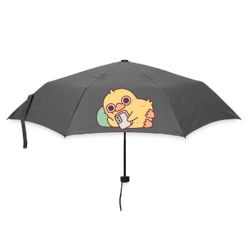 Cute Duck Chilling With Handphone - Umbrella (small) - grey - Front