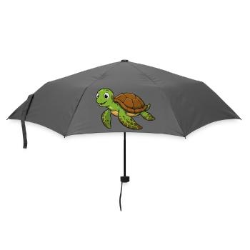 Kuschelige Schildkröten-Illustration - Regenschirm (klein) - Grau - Vorne