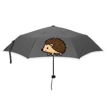 Pixeliger Igel im Retro-Stil - Regenschirm (klein) - Grau - Vorne