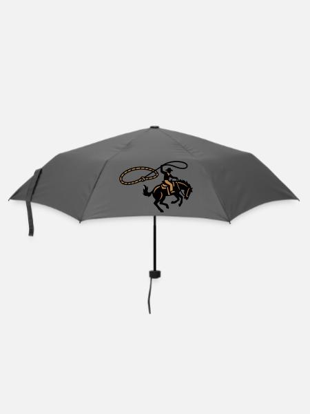 Rodeo Cowboy Lasso Grafik - Regenschirm (klein) - Grau