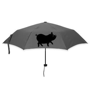 Schweineschattenfigur mit lockigem Schwanz - Regenschirm (klein) - Grau - Vorne