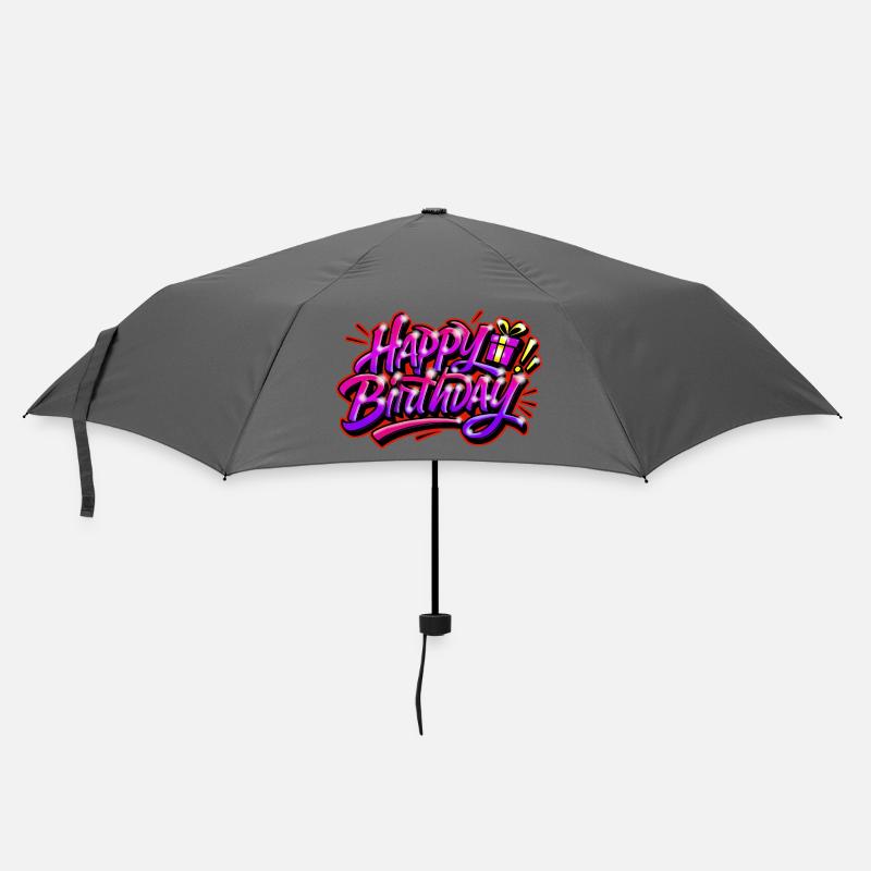 Graffiti HAPPY BIRTHDAY PRINTABLE - Regenschirm (klein) - Grau