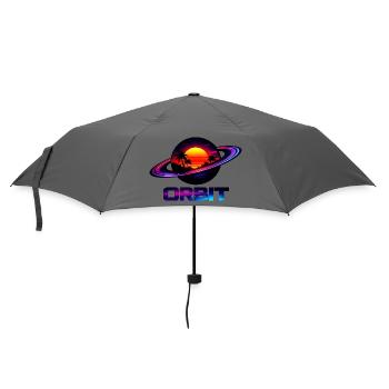Geometrische Saturn-Umlaufbahn Retro Synthwave 80s - Regenschirm (klein) - Grau - Vorne