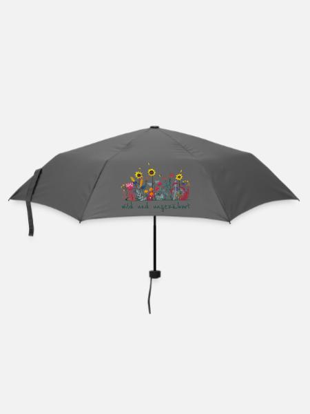 Wild und ungezähmt - Wiesenblumen, Garten - Regenschirm (klein) - Grau