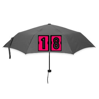 18. 18 JAHRE ALT. 18-JÄHRIGES JUBILÄUM. 18. GEBURTSTAG. - Regenschirm (klein) - Grau - Vorne
