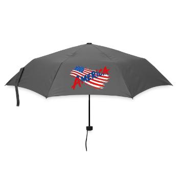 Amerikanische Flagge Grunge-Typografie – US-Patriotisches Desi - Regenschirm (klein) - Grau - Vorne