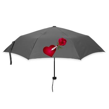 Dart Pfeil mit Rose und Herz als Zielscheibe - Regenschirm (klein) - Grau - Vorne