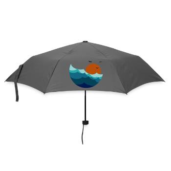 Wellen Sonnenuntergang - Regenschirm (klein) - Grau - Vorne