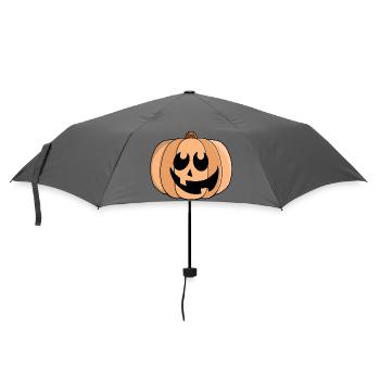 Verspieltes Kürbisgrinsen - Regenschirm (klein) - Grau - Vorne