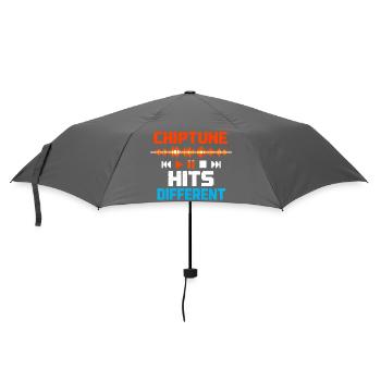 Chiptune shoots differently | 8-Bit Music Humor - Umbrella (small) - grey - Front