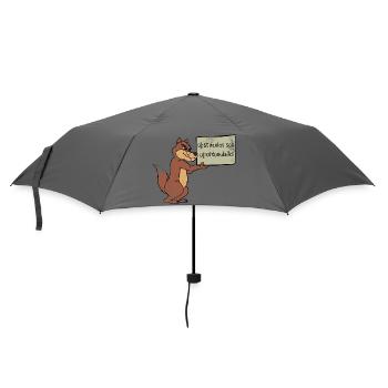 Hindernisse? Nutze die Chance! – Cartoon Wolf - Regenschirm (klein) - Grau - Vorne