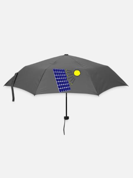 Solarpanel mit Sonneneinstrahlung und Sonne - Regenschirm (klein) - Grau