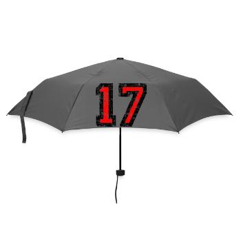 Zahl 17 (Vintage Rot) 17. Geburtstag Nr. 17 - Regenschirm (klein) - Grau - Vorne