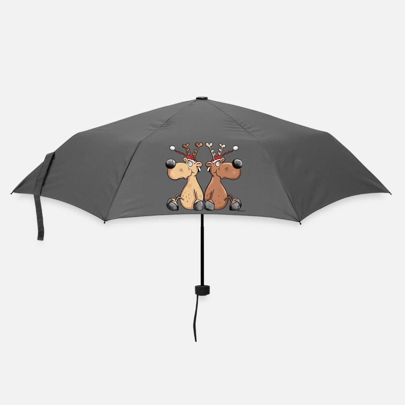 Weihnachts Rentiere - Regenschirm (klein) - Grau