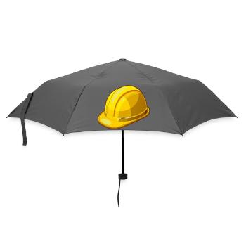 Gelber Schutzhelm - Regenschirm (klein) - Grau - Vorne