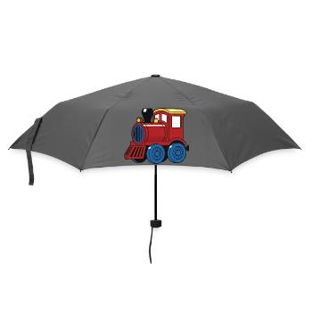 Süße Eisenbahn Lokomotive Dampflok für Kinder - Regenschirm (klein) - Grau - Vorne