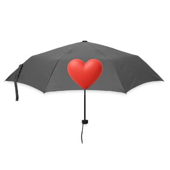 Glänzendes 3D Herz - Regenschirm (klein) - Grau - Vorne