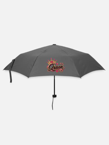 Königinkrone Glitzerherzen - Regenschirm (klein) - Grau