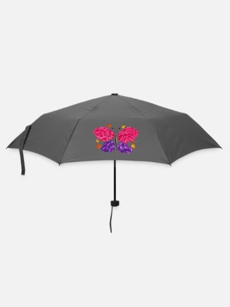 Herbstblatt-Schmetterling – Bunte Naturkunst - Regenschirm (klein) - Grau
