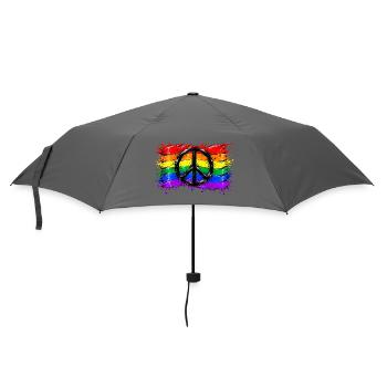 Regenbogen Friedenssymbol - Regenschirm (klein) - Grau - Vorne