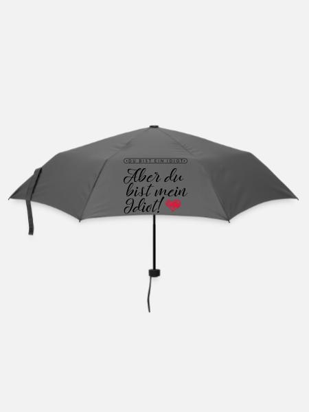 LIEBE / VALENTINSTAG: Mein Idiot - Regenschirm (klein) - Grau