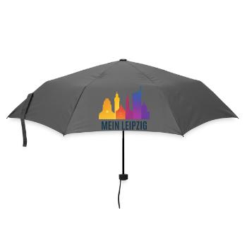 Leipzig Farbverlauf Skyline - Regenschirm (klein) - Grau - Vorne