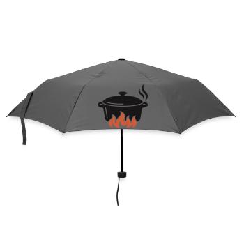 Kochtopf Lagerfeuer Logo - Regenschirm (klein) - Grau - Vorne