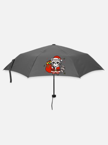 Süßes Kawaii-Waschbär-Weihnachtsgeschenk - Regenschirm (klein) - Grau