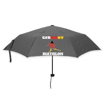 Biathlete silhouette with German flag - Umbrella (small) - grey - Front