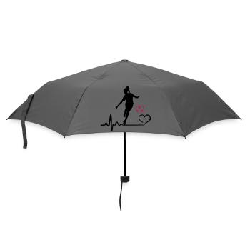 Fußballerin Herzschlag - Regenschirm (klein) - Grau - Vorne