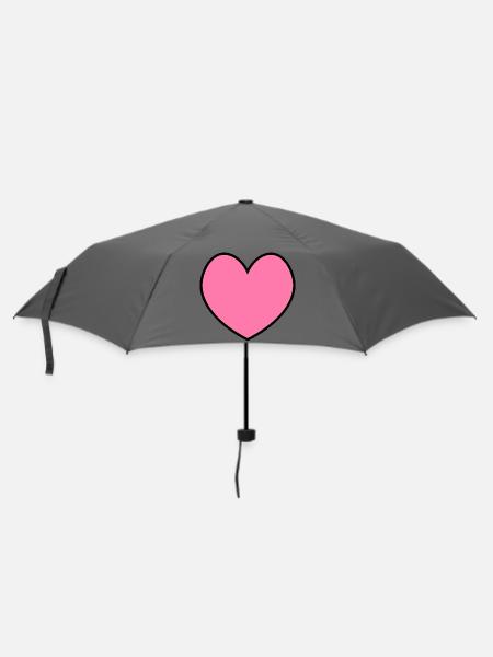 Herz rosa black outline - Regenschirm (klein) - Grau