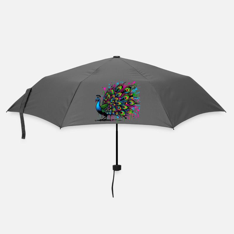 Pfau - Regenschirm (klein) - Grau