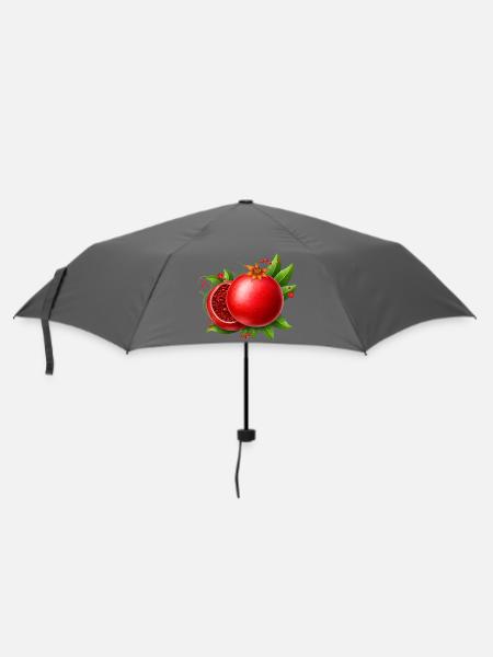 Granatapfel mit Blättern - Regenschirm (klein) - Grau