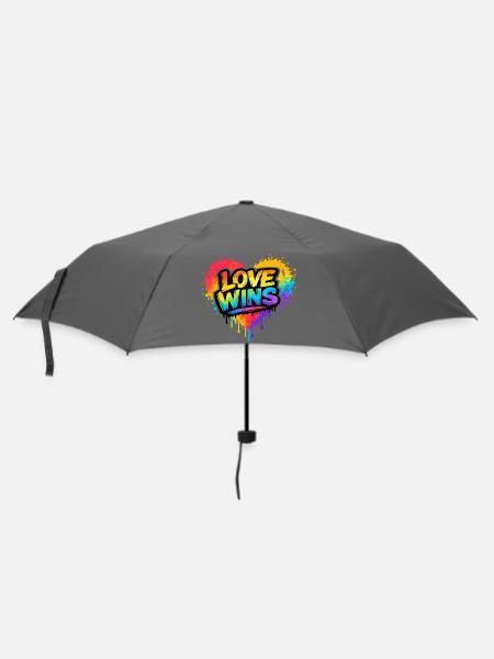 Love Wins Regenbogen Statement für Pride - Regenschirm (klein) - Grau