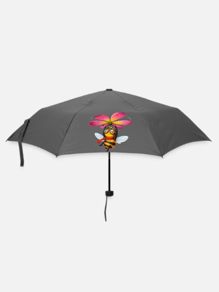 Steampunk Biene mit Blütenpropeller - Regenschirm (klein) - Grau