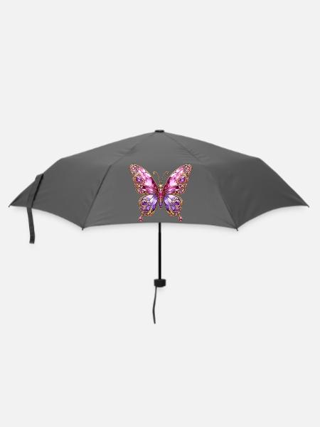 Juwelen-Schmetterling Rosa-Glanz - Regenschirm (klein) - Grau