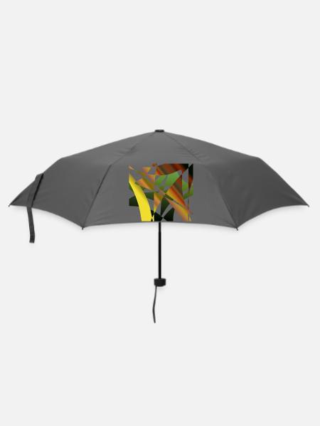 Abstrakte Fragmente Grüner Ocker - Regenschirm (klein) - Grau