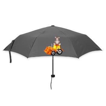 Teddy bear on excavator – sweet and strong at the same time - Umbrella (small) - grey - Front