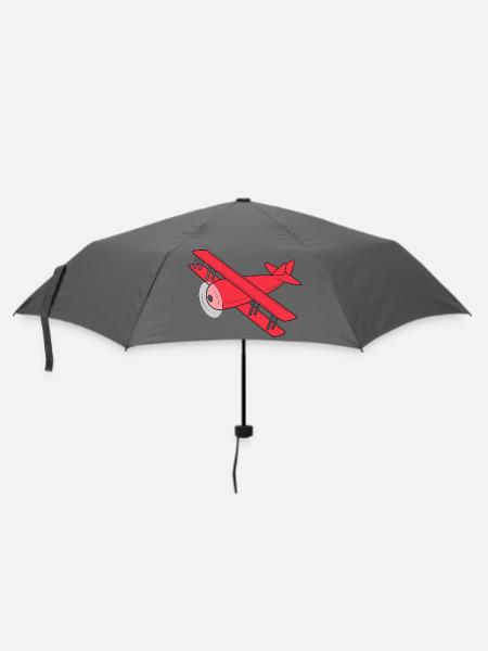 Flugzeug Doppeldecker - Regenschirm (klein) - Grau