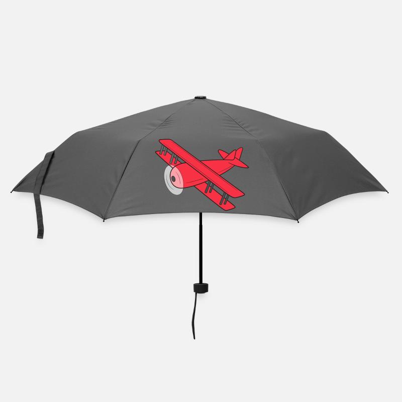 Flugzeug Doppeldecker - Regenschirm (klein) - Grau