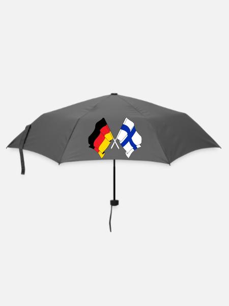 Zwei gekreuzte Flaggen Deutschlands, Flagge Finnland - Regenschirm (klein) - Grau