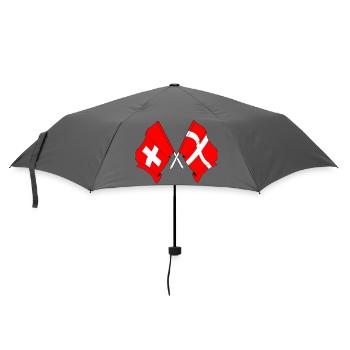 Flagge der Schweiz und Flagge von Dänemark - Regenschirm (klein) - Grau - Vorne