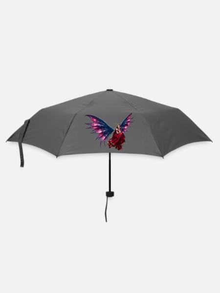 Rote Neon-Geflügelte Fee - Regenschirm (klein) - Grau