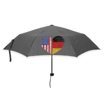Herzflagge USA-Deutschland - Regenschirm (klein) - Grau - Vorne