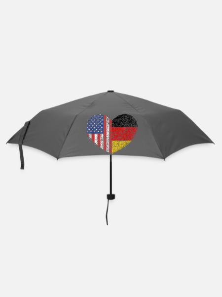 Herzflagge USA-Deutschland - Regenschirm (klein) - Grau