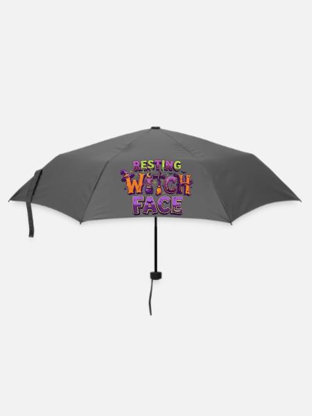 Resting Witch Face - Funny Halloween T-Shirt Fence - Umbrella (small) - grey