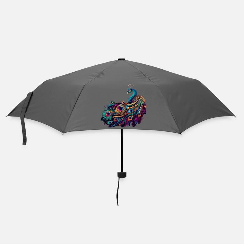 Pfau - Regenschirm (klein) - Grau